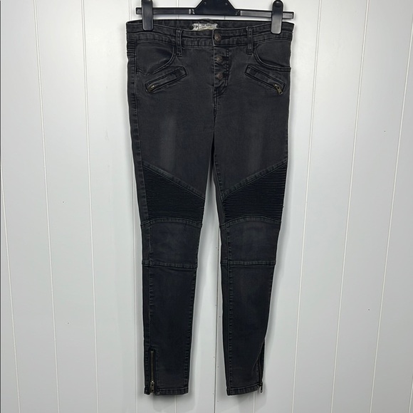 Free People Womens Jeans 28 Dark Gray/Black Skinny Mid-Rise Zip Pockets & Ankles - Picture 1 of 15